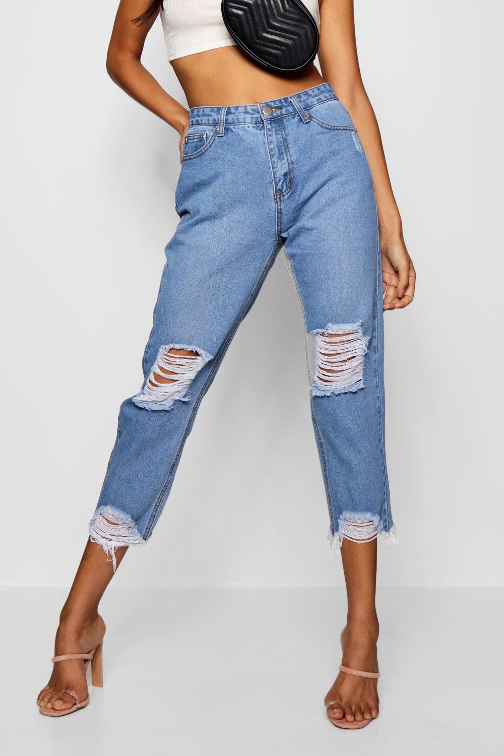 Destroyed hem hot sale jeans